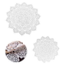 PAVIKE Vase Placemat, Scandinavia, Set of 2, 11.8 inches (30 cm), 15.7 inches (40 cm), Doily Mat, Table Center, Round Table Center Mat, White, Bellflower, Placemat, Cotton Lace, Decoration,