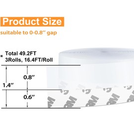 49.2 Ft Door Weather Stripping Door Seal Strip Tape,Silicone Door Draft Stopper,Self Adhesive Shower Door Bottom Seal, Door Insulation Strip for Door Frame Windows and Glass Gaps (Transparent, 35mm)