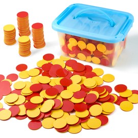 TOMMYHOME Plastic Two-Color Counter,Red/Yellow Two Side 1000 PCS,Counting Manipulatvies, Math Counters for Kids, Counting Chips
