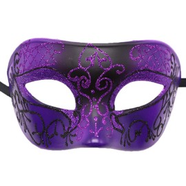 Coolwife Masquerade Mask Vintage Venetian Greek Roman Party Mardi Gras Masks (D Purple Black)