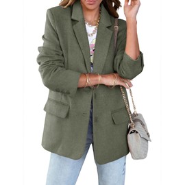 Cicy Bell Womens Casual Blazer Oversized Notch Lapel Work Office Suit Jacket Fall Warm Long Sleeve Outerwear Army Green