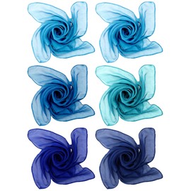 Boao 6 Pieces Chiffon Scarf 1950s Square Scarf Neck Head Scarfs Vintage Soft Scarf Polyester Scarves for Women Lady(Blue Series)