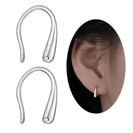 Schicke Durchzieh Ohrringe f√ºr Frauen Teenie M√§dchen Winzige Einf√§dler Ohrringe 925 Sterling Silber Kleine Tropfen Ohrringe Hypoallergene Reifen-Tropfen-Ohrringe Trendy (A)