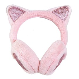 SMIUPIN Winter Fluffy Cute Cat Ear Muffs For Women Faux Fur Warm Earmuffs Plush Fuzzy Outdoor Ear Warmers (pink)