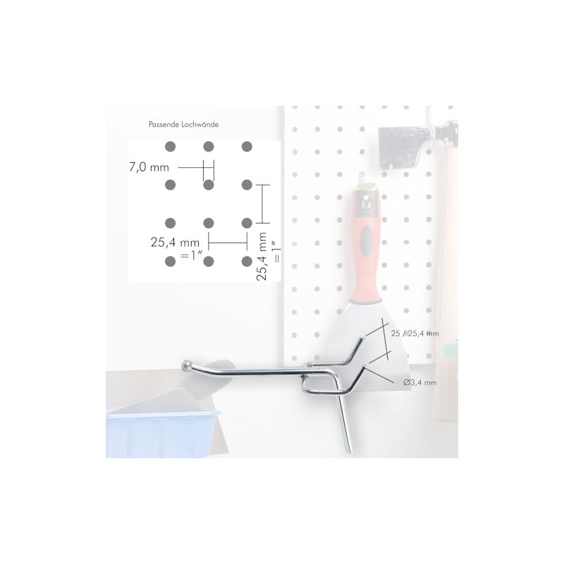 Pegboard Peggy's Perforated Wall Hooks Hanging Width 25/25.4 mm Pack