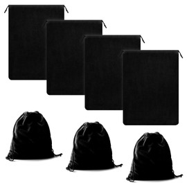 Keadic 4Pcs Silver Storage Bags Set, Black Anti Tarnish Fabric Cloth Bags for Jewelry Silverware Flatware Cleaning Protection (12 x 16 Inches)