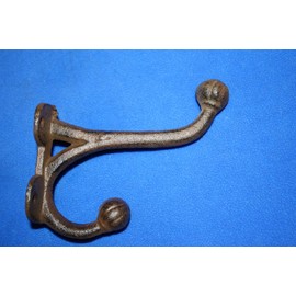 Americana Farmhouse Bath Towel Hooks Cast Iron Double Hooks, 4" x 5", H-45