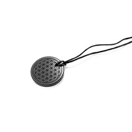SN NATURSTEIN UG Gemstone Shungite Directly from Karelia: Flower of Life Pendant, 30mm