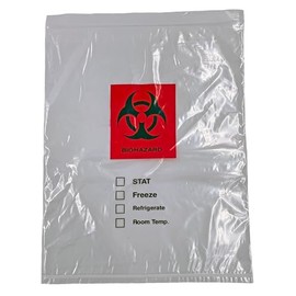 Biohazard Specimen Bag | 12"x15" Zip Top | with Pouch for Paperwork | 100 ct