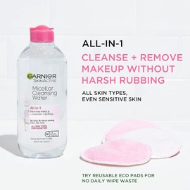 Garnier Micellar Water, Hydrating Facial Cleanser & Makeup Remover, Suitable for Sensitive Skin, Vegan, Cruelty Free, 13.5 Fl Oz (400mL), 2 Count