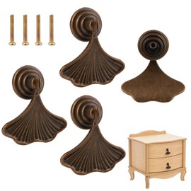 Brosay Gold Knobs Fashion Ginkgo Leaf Drawer Knobs Art Deco Furniture Dresser Knob Pendant Drop Pull for Kitchen Bathroom Cabinet Door Pulls Single Hole 4 Pcs (Copper)