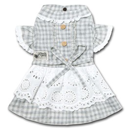 Touchdog 'I Love Poochi' Classical Fashion Plaid Dog Dress, Large, Grey