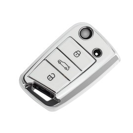 OFFCURVE Funda para Llavero Llave VW Volkswagen VW Golf 7 Mk7 Skoda Octavia A7 Seat Leon Ibiza 3 Funda Protectora para Llave Inteligente de 3 Botones de TPU