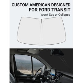 Front Windshield Sun Shade Foldable Sunshade Protector Custom Fit 2022 2021 2020 2019 2018 2017 2016 2015 Ford Transit Accessories 2022 Upgrade