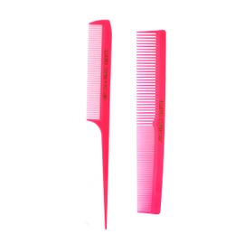 Allegro Combs Rat Tail And Barber Comb Stylist Combs Set Rattail Styling Parting Comb Hair Stylist Tail Comb Men Combs Women Combs Kids Comb Fresh Color 2 Pc. (Neon Pink)