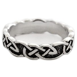 Windalf Irish Celtic Silver Ring ARKA 5mm Infinity Knot Bohemia Friendship Band Ring 925 Sterling Silver, Fabric, No gemstone.