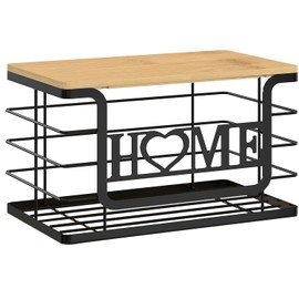 Trash Bag Organizers with Bamboo Top, Wall Mount Trash Bag Storage for 13-33 Gallon Bags (Black, Small)