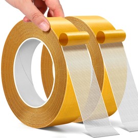 PACKKA Double Sided Fabric Tape Heavy Duty Mounting Tape, 2 Packs Double Stick Carpet Tape Two Sided Tape Rug Tape Gripper Clear Tape for Clothes Carpet Arts, 1inchx66FT20m