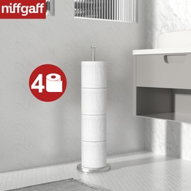 Toilet Paper Holder Stand(with Reserve Function), Free-Standing Spare Rolls Storage Holder, Stainless Steel, Modern Design