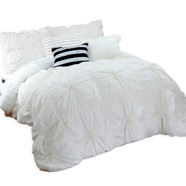 Elegant Comfort Amy 12-Piece Oversized Comforter, Bed-in-a-Bag Including 6-Piece Sheet Set Featuring Smart Pockets and Matching Decorative Pillows, Amy 12PC Oversized Comforter, Full, Ivory