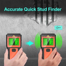 Stud Finder Wall Scanner - 8 in 1 Stud Detector with LCD Display & Audio Alarm, Wire Detector for Wall Wood AC Wire Metal Studs Cable Joist Pipe Detection (Orange)