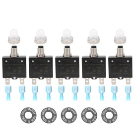 5A Thermal Circuit Breaker with Quick Connect Terminals Waterproof Cap Kit Push Button Manual Reset