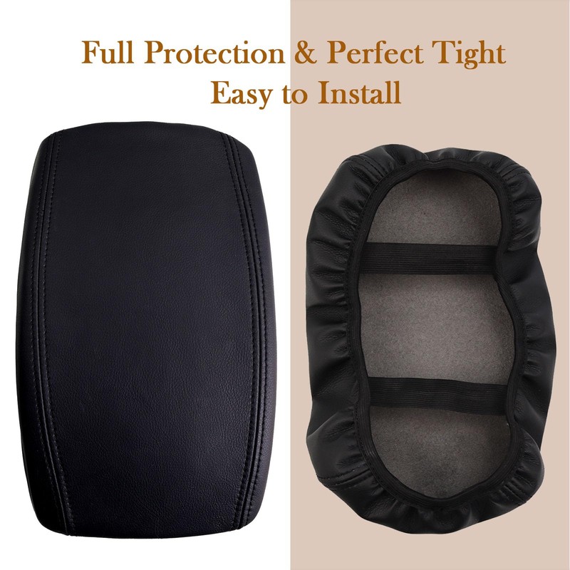 Areeyils Black Leather Center Console Armrest Cover for 2024-2025 2026