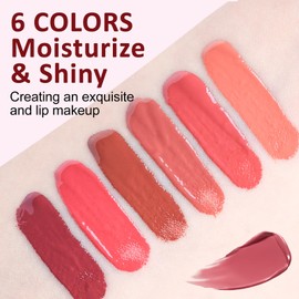 Dmsky Hydrating Glossy Lip Stain, Long-Lasting Lip Tint, Lightweight Lip Gloss Bulk Set with 6 Colors, Lip Gloss for Women and Girls Makeup