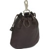 Piel Leather Drawstring Pouch, Chocolate, One Size