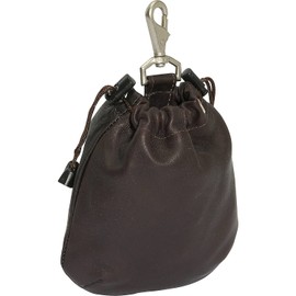 Piel Leather Drawstring Pouch, Chocolate, One Size