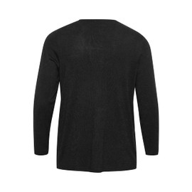 KAFFE CURVE Women's Plus Size Open Front Long Sleeves Sweater Cardigan, Black Deep