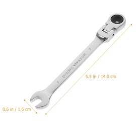 VOSAREA 7mm Dual Heads Ratchet 180 Degree Flexible Pivoting Head Adjustable Combination Dicephalous Wrench Spanner (Silver)