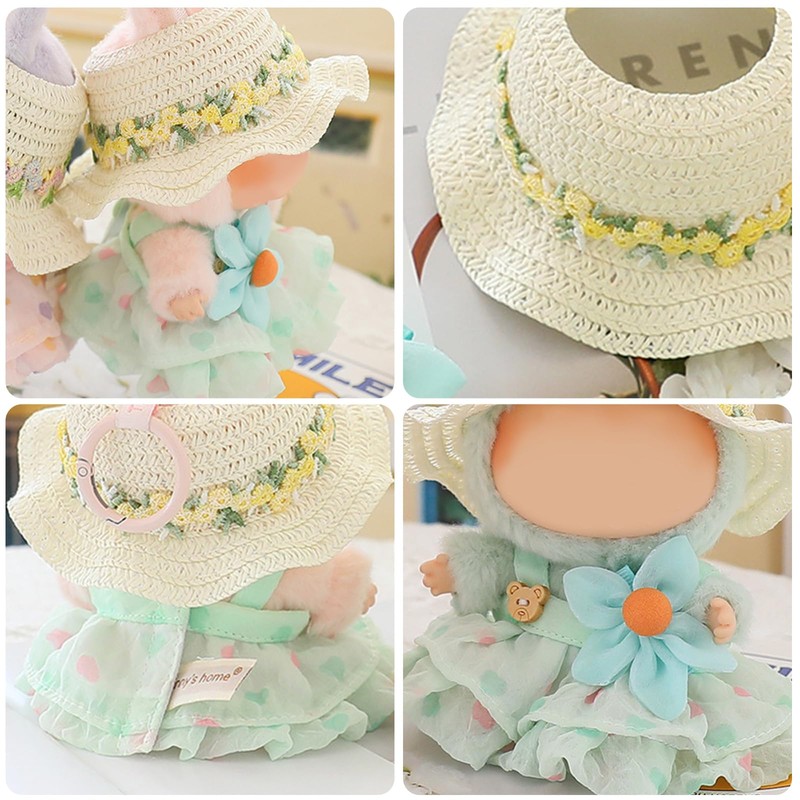 4Pcs Green Clothes Suitable for 17cm Dolls, Outfit for 6.7inch