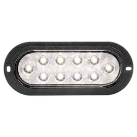 Maxxima 6" LED Oval White Back-Up for Trucks and Heavy Duty, Flange Mount, Clear Lens