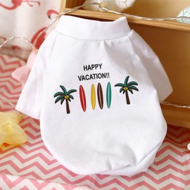 Wakemi-JP Pet Outfit, Pet T-Shirt, Dog Outfit, Dog Wear, Spring/Summer, Pajamas, Sports Outfit, Tank Top, Gentle, Cotton, Dog Costume, Fashion, for Small-to-Medium-Sized Dogs + Cats (L, Palm Trees)