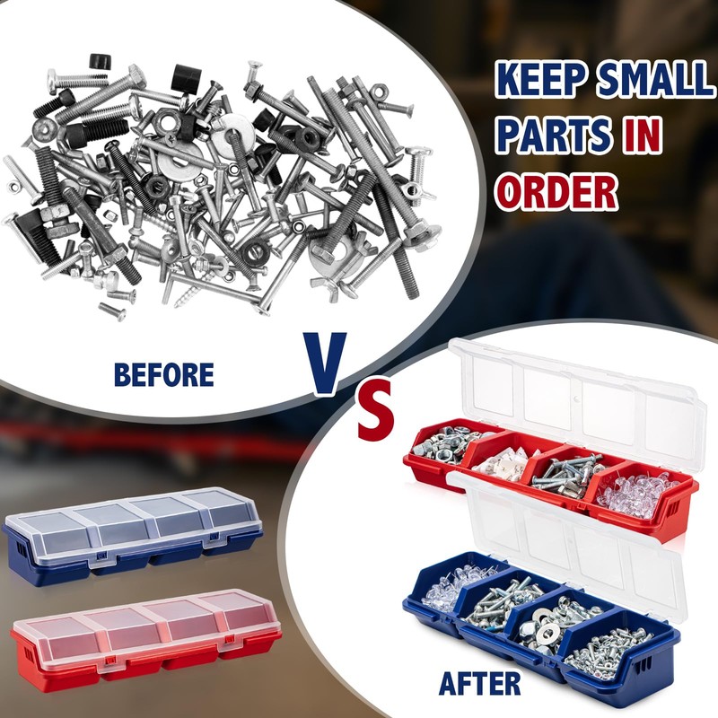 Hushee 6 Pcs Screw Organizer Box with Lid 4 Compartments