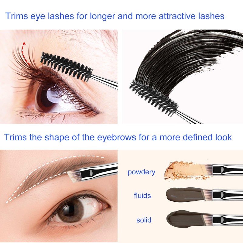 ACOSBRUOP Eyebrow and Spoolie Brush, Professional Angled Eyeliner Brush