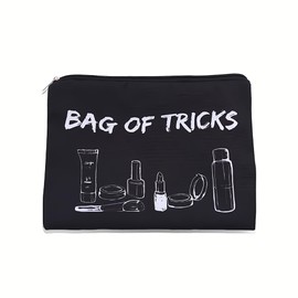 Bag of Tricks Makeup Bag Organizer Travel Bag for Women Cosmetic Travel Makeup Bags for Girls Black Travel Storage Bags with Zipper Cosmetic Pouch for Women Teens