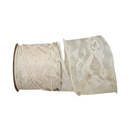 Ivory Lace Wired Wedding Ribbon - 2 1/2" x 10 Yards, Bridal Work, Reception, Christmas, Bridal Shower, Bows, Embellishments, Accents, Mother's Day, DIY