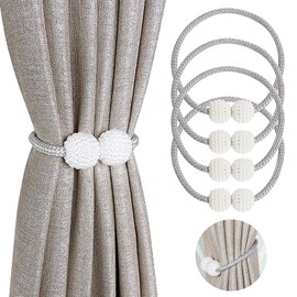 KOIROI Pack of 4 Magnetic Curtain Tiebacks, Curtain Tiebacks, Curtain Clips, Curtain Rope Buckles, Rope Back Curtain Holder Buckles for Home, Office, Hotel Window Decoration (Grey)