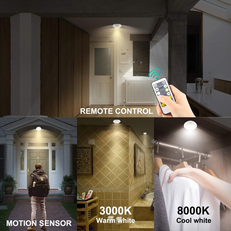 HONWELL Battery Operated LED Ceiling Light, Motion Sensor Ceiling Light,