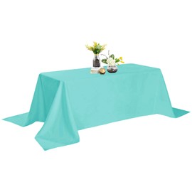 Rectangle Tablecloth - 90x156 Turquoise Tablecloth - Stain and Wrinkle Resistant Washable Polyester Table Cloth, Decorative Fabric Table Cover for Dining Table, Buffet Parties and Wedding, Turquoise