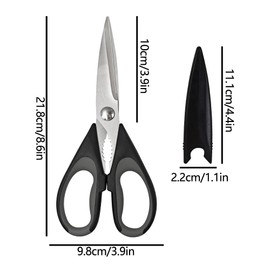 Xiedeai Heavy Duty Kitchen Scissors Ultra Sharp Blades and Soft Grip Stainless Steel Kitchen Shear with Cover Multipurpose Food Scissors for Cutting Meat Chicken Vegetable Fish Herbs Black