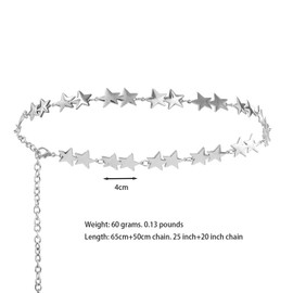 Silver Chain Belt, Star Waist Chain Y2K Belt for Women, Adjustable Body Chains with Long Tassel, Silver Adjustable Dress Waist Jewelry, for Dress Waist Belt