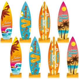 Blulu 8 Pcs Surfboard Table Decorations Beach Signs Welcome to Paradise Sign Tropical Bar Table Centerpieces Endless Summer Wood Sign Flip Flop Letters for Home Decor(8.27 x 2.4 Inch)
