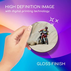 1 x Round Coaster - Rally Motorbike Off Roading Cork Backed MDF Glossy Tea Coffee Accessory #12515