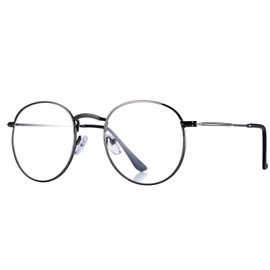 Pro Acme Classic Round Metal Clear Lens Glasses Frame Unisex Circle Eyeglasses (Gunmetal)