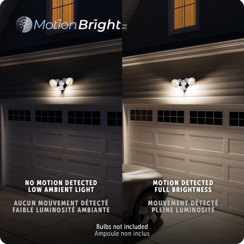 GLOBE 180-Degree 240 W Twin Head White Hardwired Motion Sensor