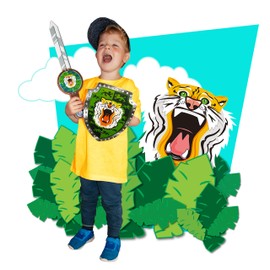 Animal Armouriez - Tiger from Deluxebase. Safari Foam Toy Sword and Shield. Dress Up & Pretend Play Tiger Costumes Playset with EVA Foam Sword for Kids. Great Kids Gift and Party Favor.