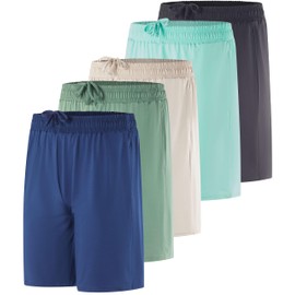 5 Pack Mens Big and Tall Dry Dri Fit 7 Inch Inseam Gym Basketball Running Basketball Athletic Workout Active Pockets Training